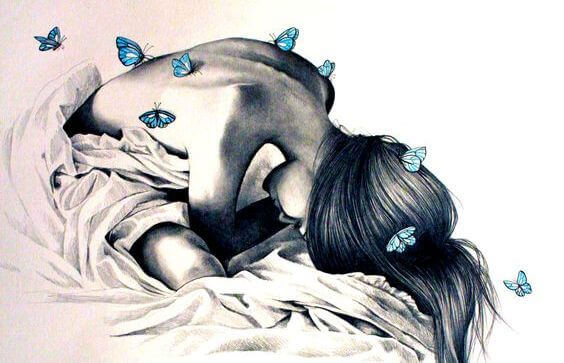 kelebekler ve kadın resmi