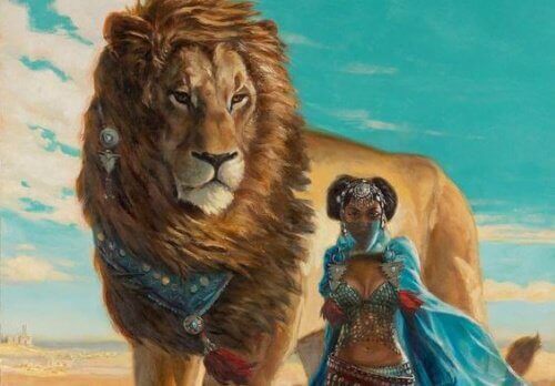 aslan ve kadın