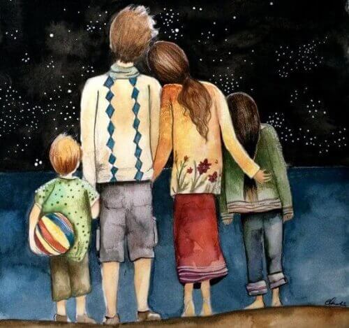 yıldızları seyreden aile