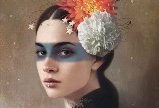 kafasında çiçek olan kadın