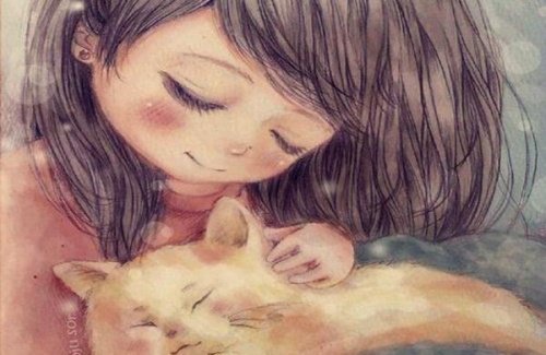 çocuk ve kedi resmi