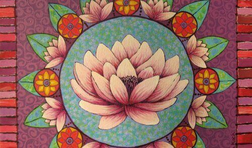 çiçek çerçeveli nilüfer çizimi