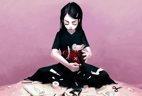 siyah elbiseli kız resmi