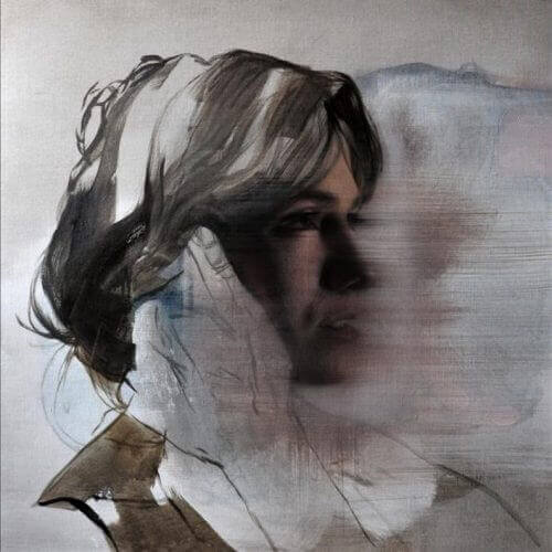 soyut sanat üzgün kadın