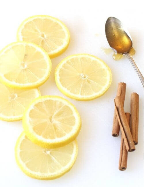 limon dilimleri ve tarçın kabukları