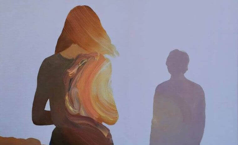 adamın gölgesine bakan kadın