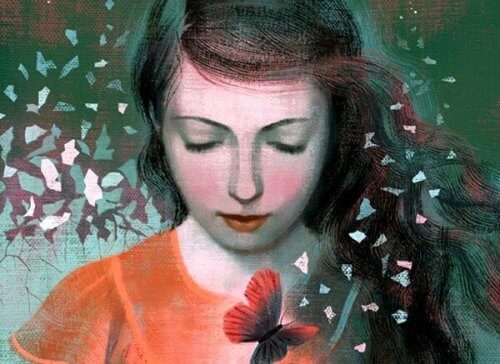 kelebek ve kadın resmi