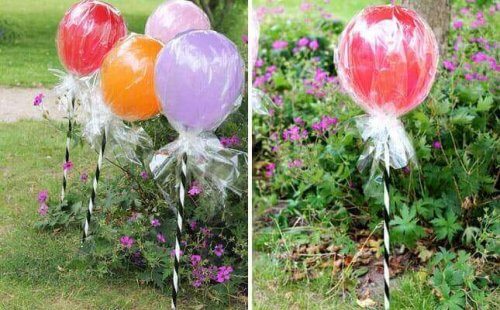 lolipop şeklinde renkli balonlar