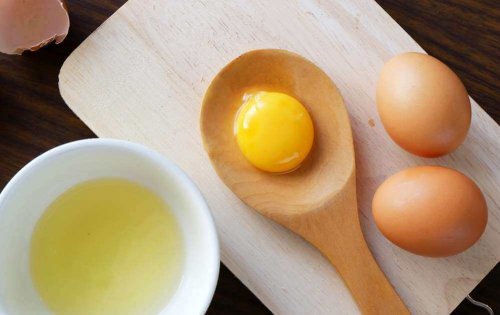 beyazı ve sarısı ayrılmış yumurta