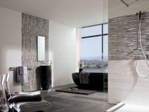 banyo gri dokulu duvar