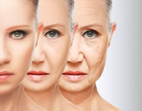 kadın yüz yaşlanma süreci