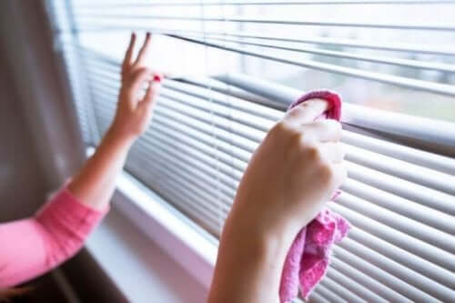 panjur temizleyen kadın