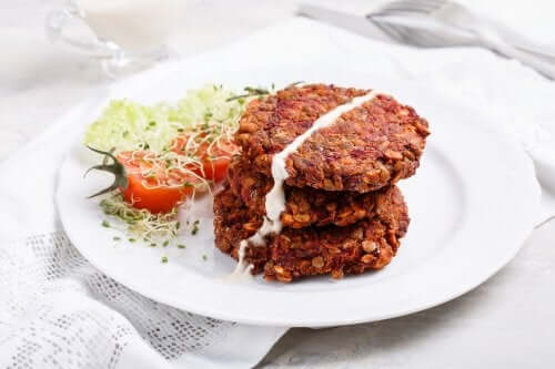 mantarlı kırmızı mercimek burger
