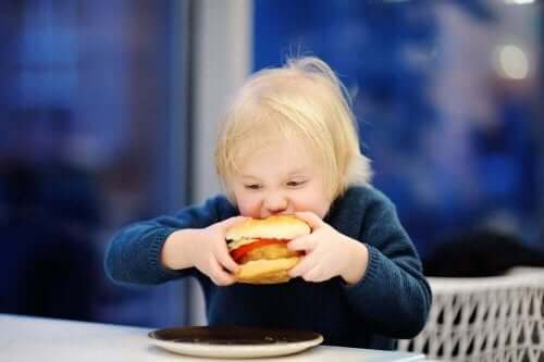 hamburger ısıran çocuk