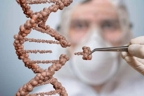 Bir DNA sarmalı üzerinde çalışan bir cerrah.