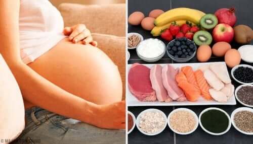 Hamile bir kadın ve sağlıklı beslenmek için yemesi gereken gıdalar.
