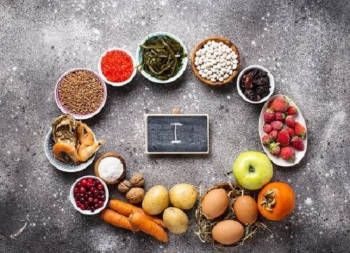 İyot bakımından zengin olan bazı gıdalar.