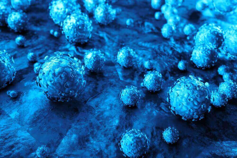 mikroskopta görünen mavi virüsler