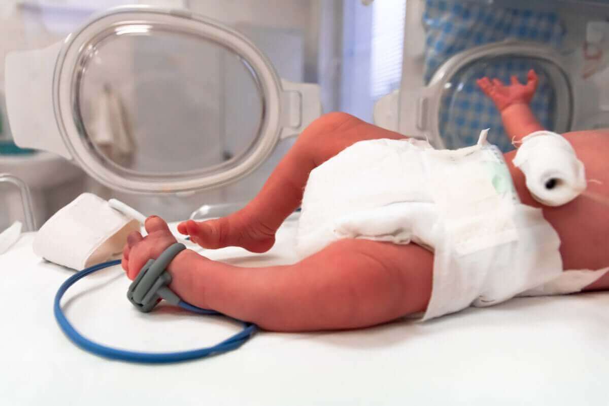 kuvözde yatan prematüre bebek