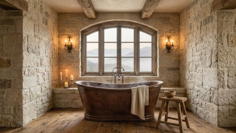 Baño rústico