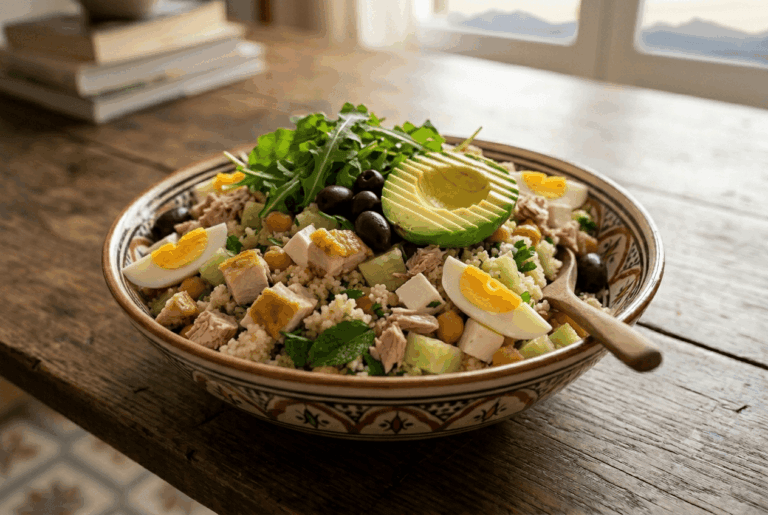 Buzdolabındaki artıkları bir haute cuisine yemeğine dönüştürün. Kuskusun üzerine tavuk, yumurta veya ton balığı parçalayın ve avokado veya roka ekleyerek menünüzü beş dakikada tamamlayın.