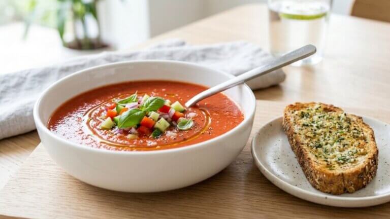 Gazpacho y pan tostado