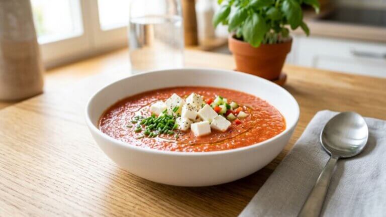 Gazpacho y queso fresco