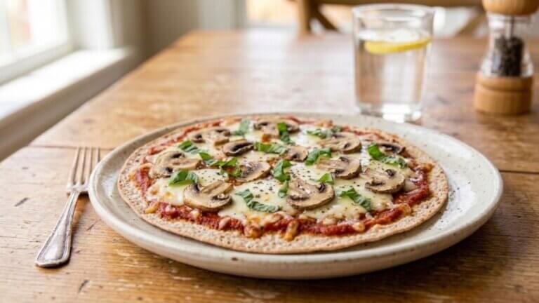 Pizza fina con tomate y mozzarella