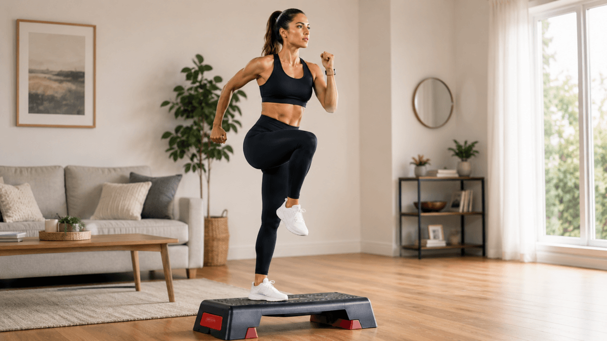 Subida al step con la rodilla arriba